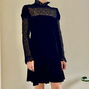 Vintage Emporio Armani velvet dress with lace.
